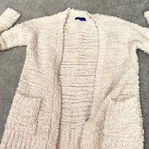 Fuzzy white cardigan — so soft!!